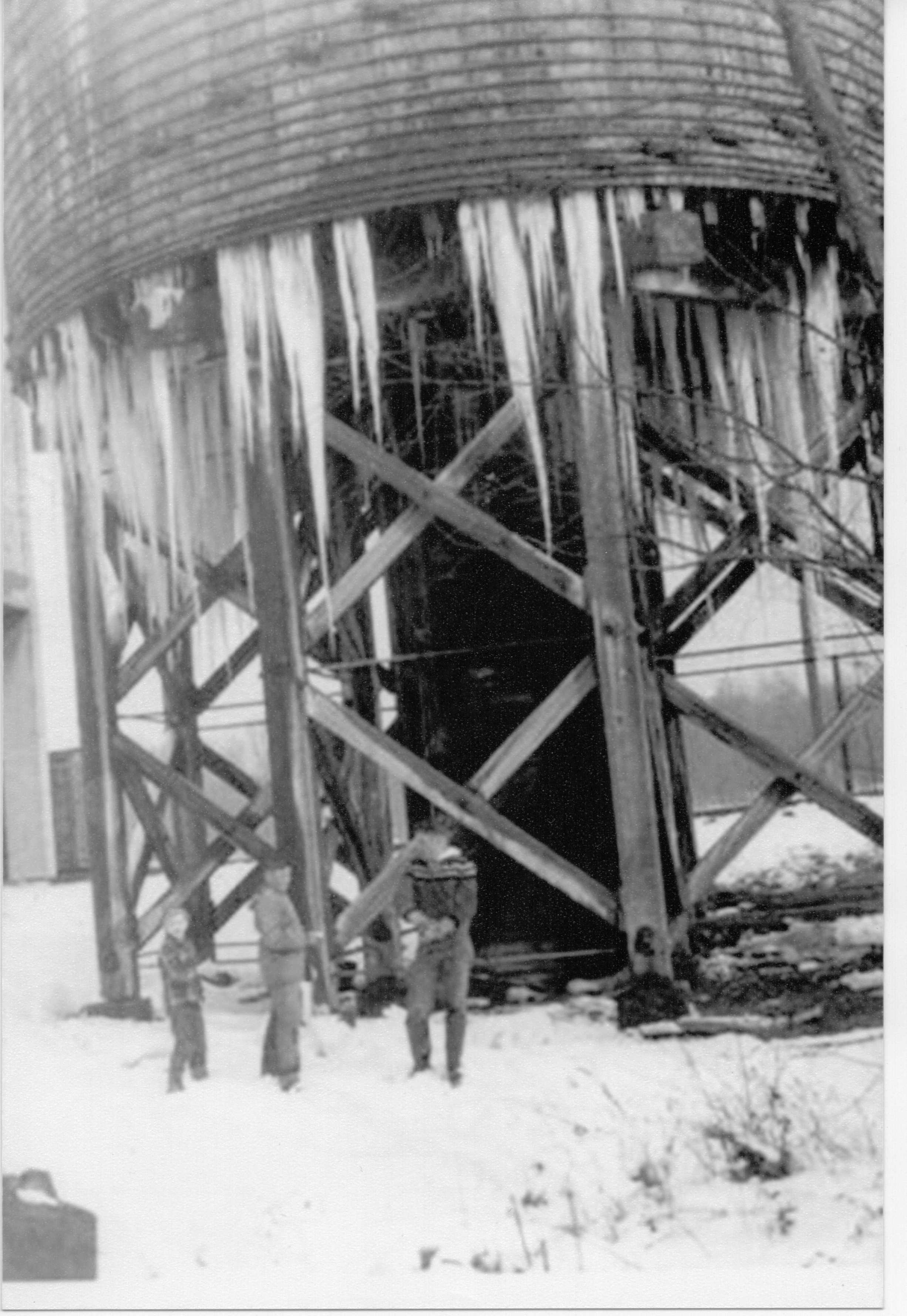 Tony Dowd, Gerald Taylor, Bruce Cummins . Water Tower ICRR Reeveville. 1950's